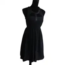 Lulu's YA Los Angeles Womens Dress Sz Small Caged Neckline Little Black Silk NEW