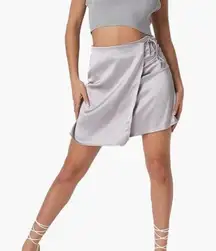 13. Missguided Satin Silver Mini Wrap Skirt Size 6
