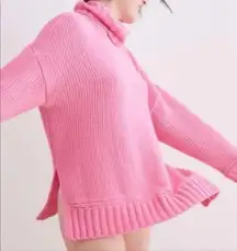 Aerie Chenille Pink Oversized Turtleneck Sweater Best Buds Size XS NWOT