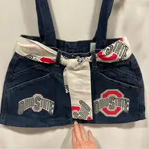 Cute vintage 80’s game day Ohio State jeans denim retrofit purse bag OSU