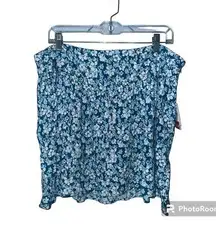 Abound Blue/White Floral Drop Waist Miniskirt, XL