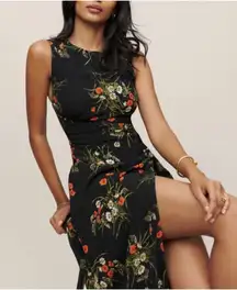 Reformation Ledger Maxi Long Formal Black Dress in Robyn Floral 0