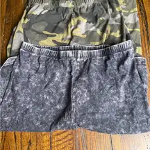 Zenana Outfitters Camo and Gray Bike Shorts