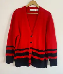 Vintage Evan Picone Lambswool Angora Blend Red and Black Cardigan