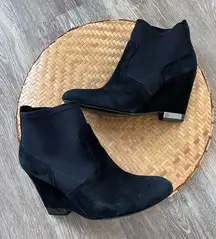 Tory Burch Brenda black leather‎ suede wedge ankle boots women’s size 9.5