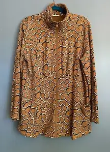 Soft Surroundings‎ Giraffe Full Zip Lightweight Jacket/Sweater Animal Print SZ L