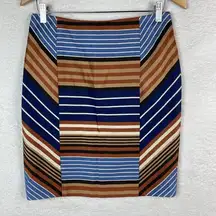 J Mclaughlin‎ Indigo Montecito Striped Pencil Skirt Size 4 Career Classic