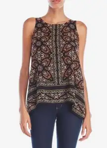 paisley print tank blouse top size XLP