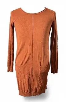 Esmara Long Sleeve Knit Sweater Dress Rust Orange Pockets Size XS