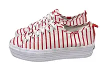 KEDS Shoes Triple Up Breton Red White Stripes Platform Sneakers Size Women's 8