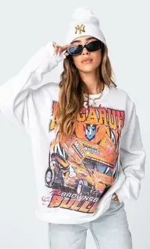 Edikted  Streetstyle Fierce Oversize Loose Fit Graphic Groovy Car Sweatshirt S