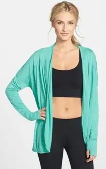 New Zella Athena Open Back Draped Cardigan Womens Sm Mint Vivid Activewear $68