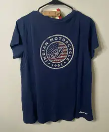 New Indian Motorcycle Women's USA Flag Graphic T-Shirt, Blue Size Medium