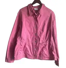 Denim & Co Women Jean Jacket L Pink Long Sleeve Feminine  Denim Western Cowgirl