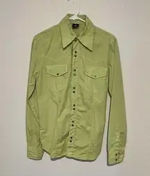 Versace Jeans Couture Lime Green Weatern Style Button Up Snap Logo Size Small