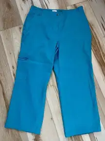 Chico's  Ocean Beach Larken CP Crop Cyan NWT  Size 2  Woman Pants Turquoise Blue