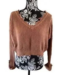 Forever 21 Knit Off The Shoulder Cropped Sweater Strappy V Neck