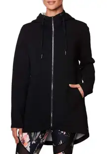 Betsey Johnson Performance Hi-Low Hem Hooded Neoprene Jacket Size XS Gorpcore