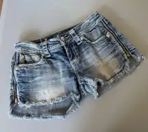 Miss Me Distressed Blue Jean Shorts Size 27 Bling Western Cowgirl Country Rodeo