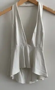 Tobi White Peplum Halter Top Small