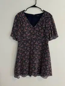 Madewell‎ Floral Mini Dress V-Neck Flutter Sleeve Party Dress Size L