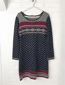 Krimson Klover 100% Merino Wool Nordic Ski Print Sweater Dress Size M