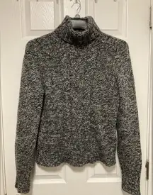 Express Black Marbled Merino Wool Cashmere Blend Cable Knit Turtleneck Sweater