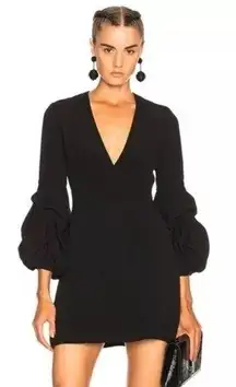 Alexis Fia Plunging Black Balloon Ruffle Long Sleeve Dress