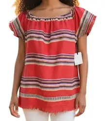 ANTHROPOLOGIE DRA On or Off Shoulder‎ Fiesta Print Fringe Trim Top  NWT XS