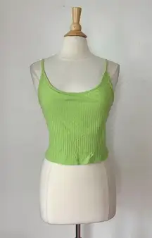 Old Navy Solid Lime Green Textured Sleeveless Crop Top