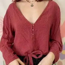 American Eagle Tie Front Button Down Blouse