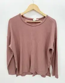 White Crow Thermal Long Sleeve Shirt Women Small Pink Reverse Seam Drop Shoulder