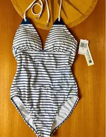 Sperry Blue and White One Piece Swimsuit Nautical Design