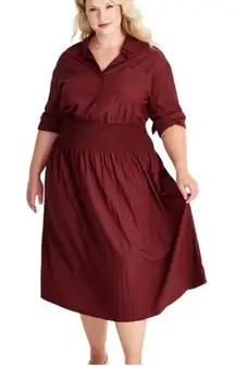 Future Collective Burgundy Collared Button-Down Maxi Dress Size XL NEW