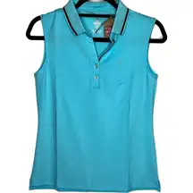 Mofiz Women Collared Polo Tank Top, Tennis, Golf Shirt Sleeveless Blue XS NWT