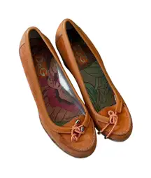 DOLCE & GABBANNA - VTG Classic D&G Orange Suede Bow Trim Wedge Heel Pumps 8.5
