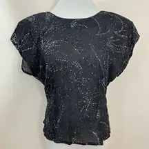 CFTC Studio Vintage 80’s Black Silk Beaded Evening Top M
