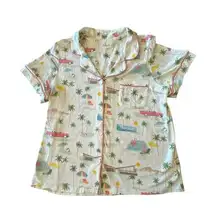 Bedhead Short-Sleeve Pajama Top Large Organic Cotton Stretch Palm Springs