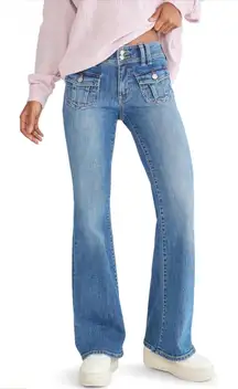 Lucky Brand NWOT Distressed Flare Jeans with Pocket and Button Detail