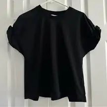 Cos black cotton spandex ruffle sleeve shirt size small
