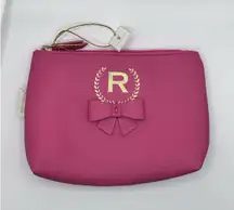 NWT Simply Southern Pink Bow "R"  Monogram Makeup Zipper‎ Pouch Purse