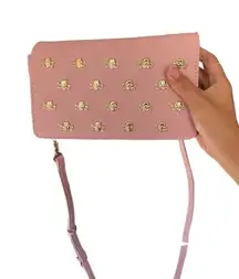 NWOT Betsey Johnson dusty pink gold skulls faux leather crossbody