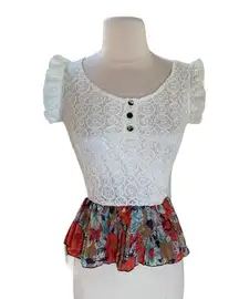 Top Fit and Flare Peplum Shirt Womens XS