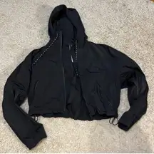 Black Cropped Water Resistant Rain Jacket Size 4