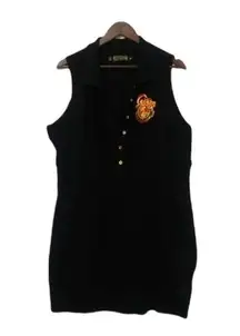 Coogi 3X Polo Style Preppy Black Gold Logo Mini Dress Plus