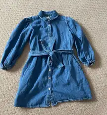 ZARA  Denim Button Down Shirt Mini Dress Size Small Bin 200