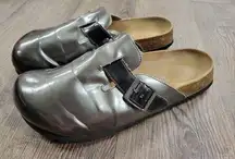 Birkenstock  betula Boston Clog Silver Patent Leather Mule Size 43 US Womens 10.5