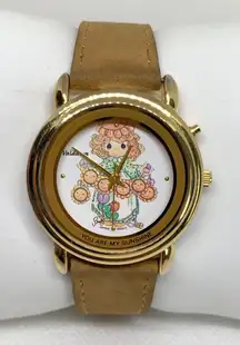 Vintage 90s Valdawn Precious Moments musical Watch 33mm Gold Tone running