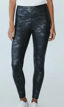 SPANX Camo Black Compression Shimmer Leggings Tights Pants Small