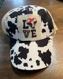 Cow Print Love Ponytail Trucker Cap